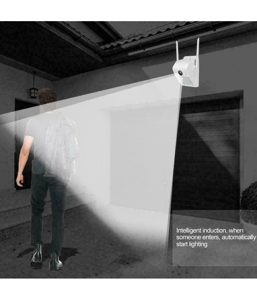 Ip Camera Wifi Esterno 2mp 1080p Led Lampada Solare Ip66 Telecamera Cam Sd Rec         