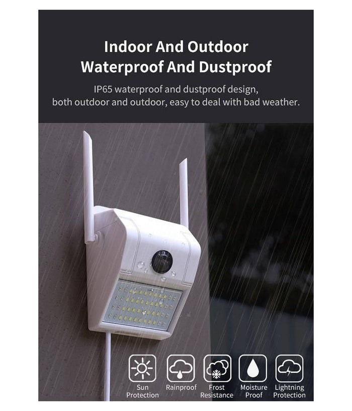 Ip Camera Wifi Esterno 3mp 1080p Led Lampada Solare Ip66 Telecamera Cam Microsd         