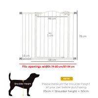 Cancellino per Cani Regolabile da 74-94 cm con Estensione, Montaggio a Pressione, Bianco