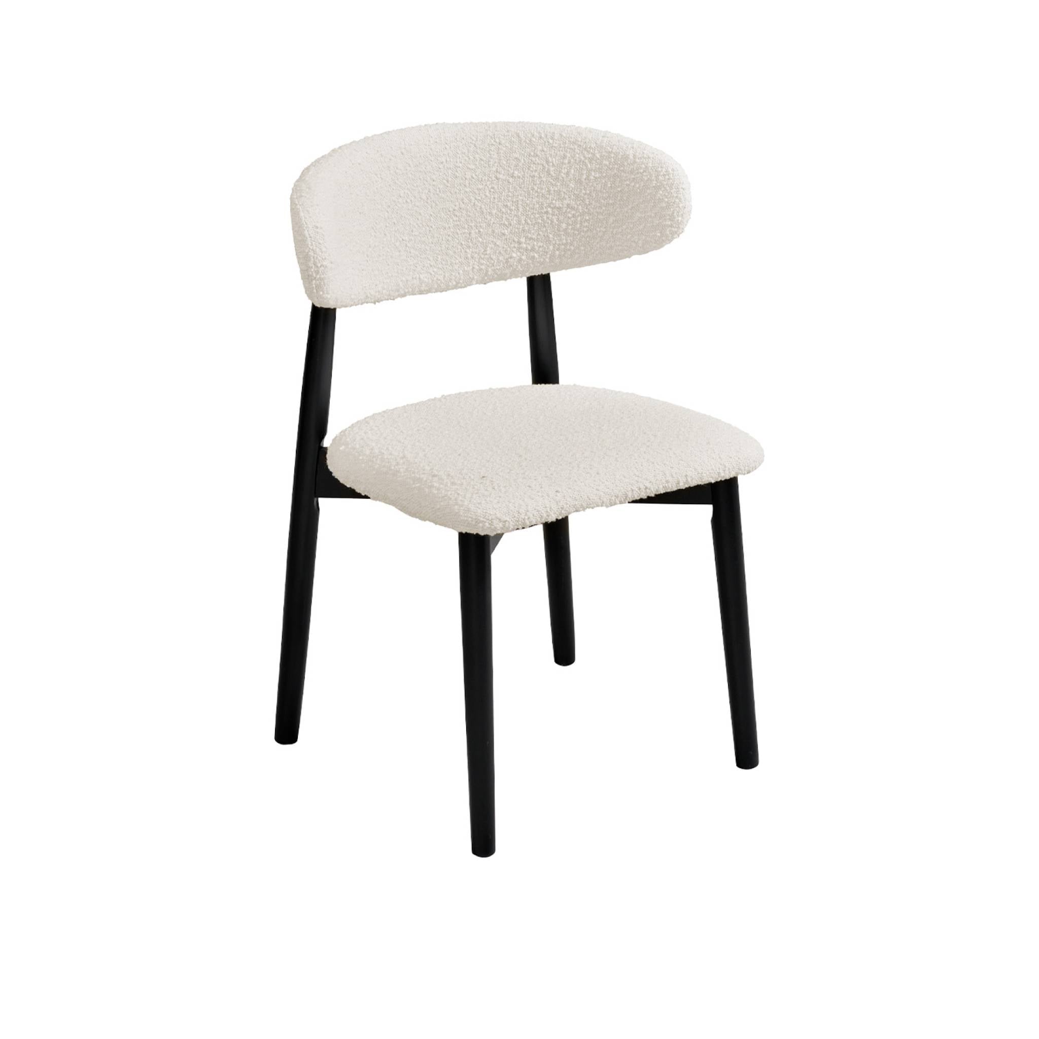 Set di 2 sedie in legno di hevea e tessuto bouclé, nero