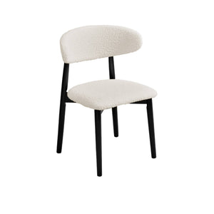 Set di 2 sedie in legno di hevea e tessuto bouclé, nero