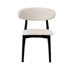 Set di 2 sedie in legno di hevea e tessuto bouclé, nero