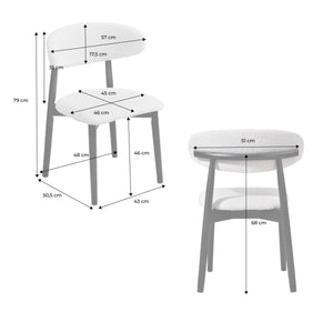 Set di 2 sedie in legno di hevea e tessuto bouclé, nero