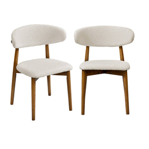 Set di 2 sedie in legno di hevea e tessuto bouclé