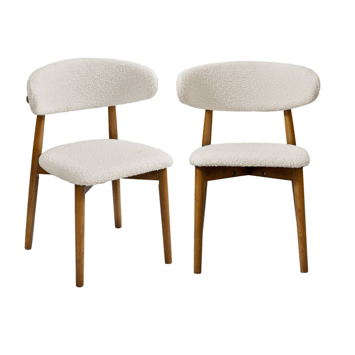 Set di 2 sedie in legno di hevea e tessuto bouclé