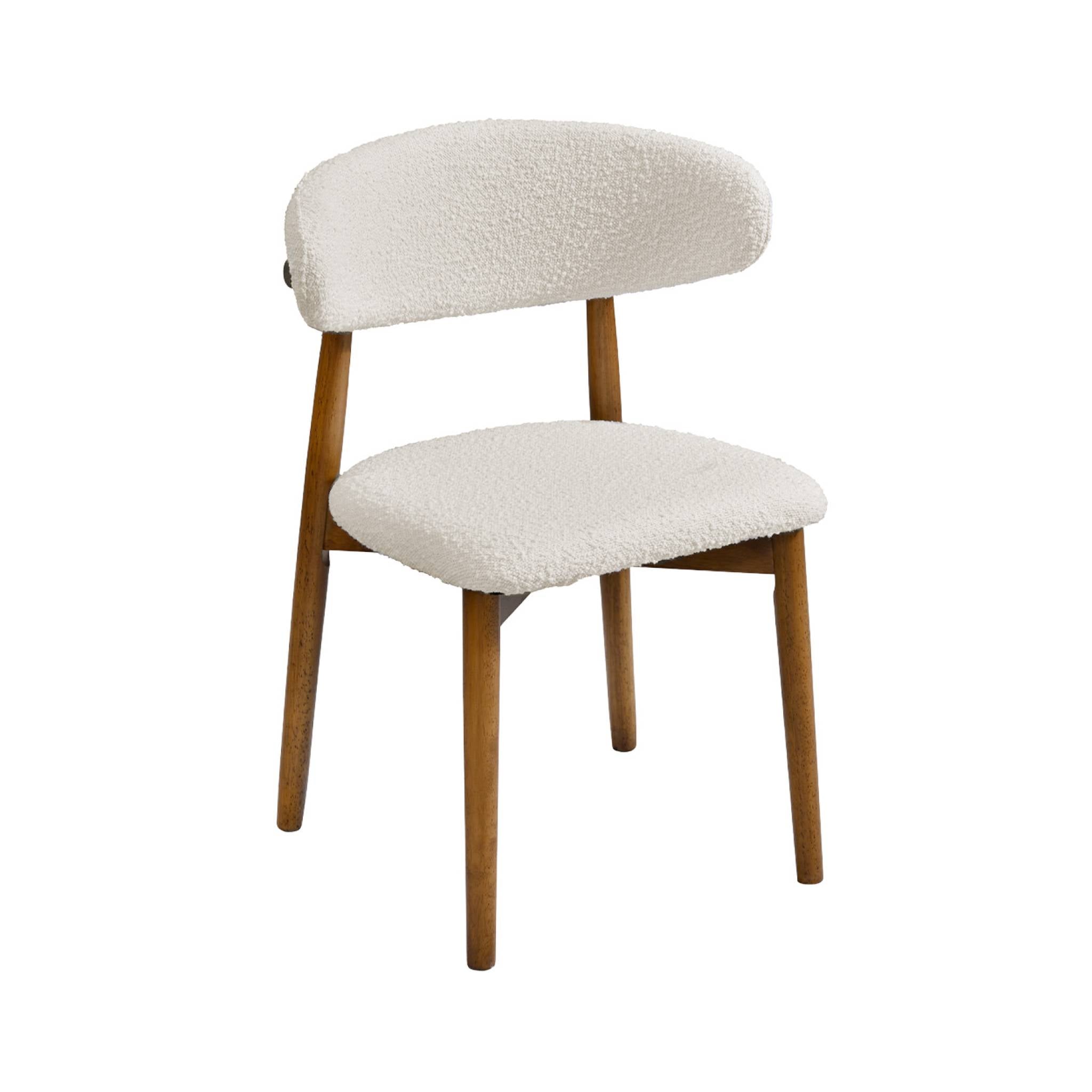 Set di 2 sedie in legno di hevea e tessuto bouclé