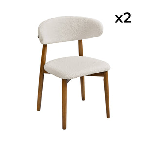 Set di 2 sedie in legno di hevea e tessuto bouclé