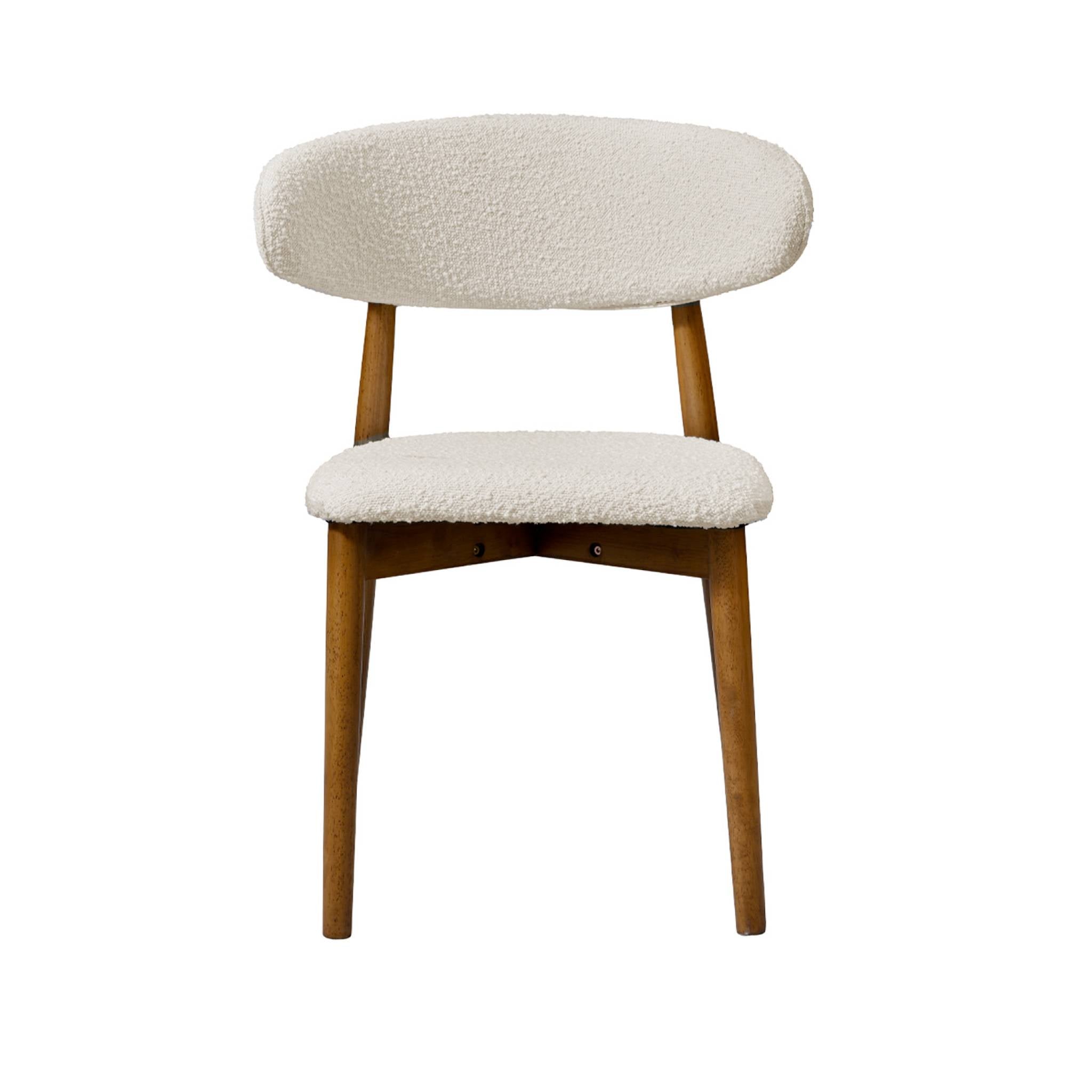 Set di 2 sedie in legno di hevea e tessuto bouclé