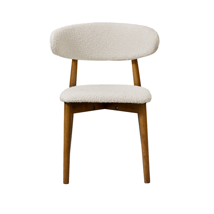 Set di 2 sedie in legno di hevea e tessuto bouclé