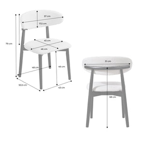 Set di 2 sedie in legno di hevea e tessuto bouclé