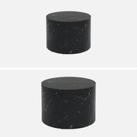 Set di 2 tavolini rotondi con effetto marmo, nero