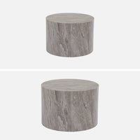 Set di 2 tavolini rotondi con effetto marmo, grigio