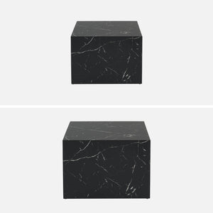 Set di 2 tavolini quadrati con effetto marmo, nero