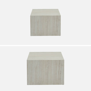 Set di 2 tavolini quadrati con effetto marmo, bianco