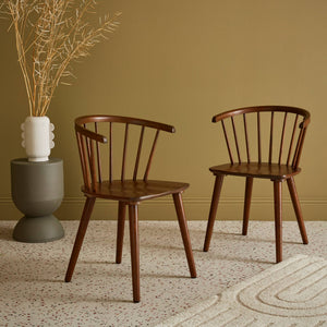 Set di 2 sedie da bar in legno e compensato, marrone scuro naturale