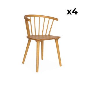 Set di 4 sedie in legno, marrone naturale