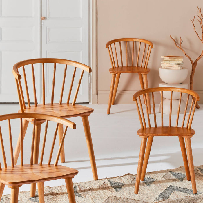Set di 4 sedie in legno, marrone naturale