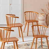 Set di 4 sedie in legno, marrone naturale