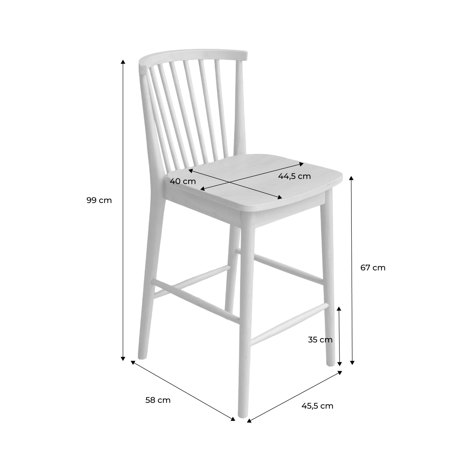 Set di 2 sgabelli da bar con barre di legno di hevea 63cm , marrone