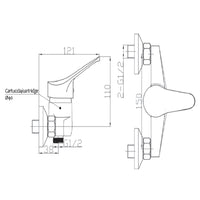 Miscelatore incasso doccia esterno bagno rubinetteria cartuccia 35mm