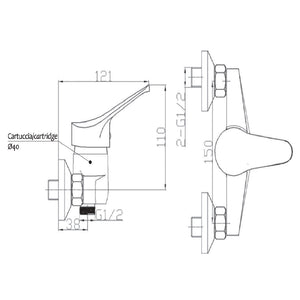 Miscelatore incasso doccia esterno bagno rubinetteria cartuccia 35mm