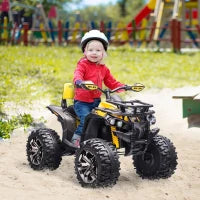 Quad per Bambini Elettrico 12V con Fari e Batteria Ricaricabile, Età 3-5 Anni, 100x65x73cm, Giallo