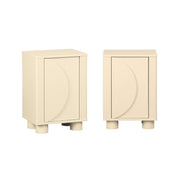 Set 2 comodini effetto legno di mango 1 anta reversibile, beige