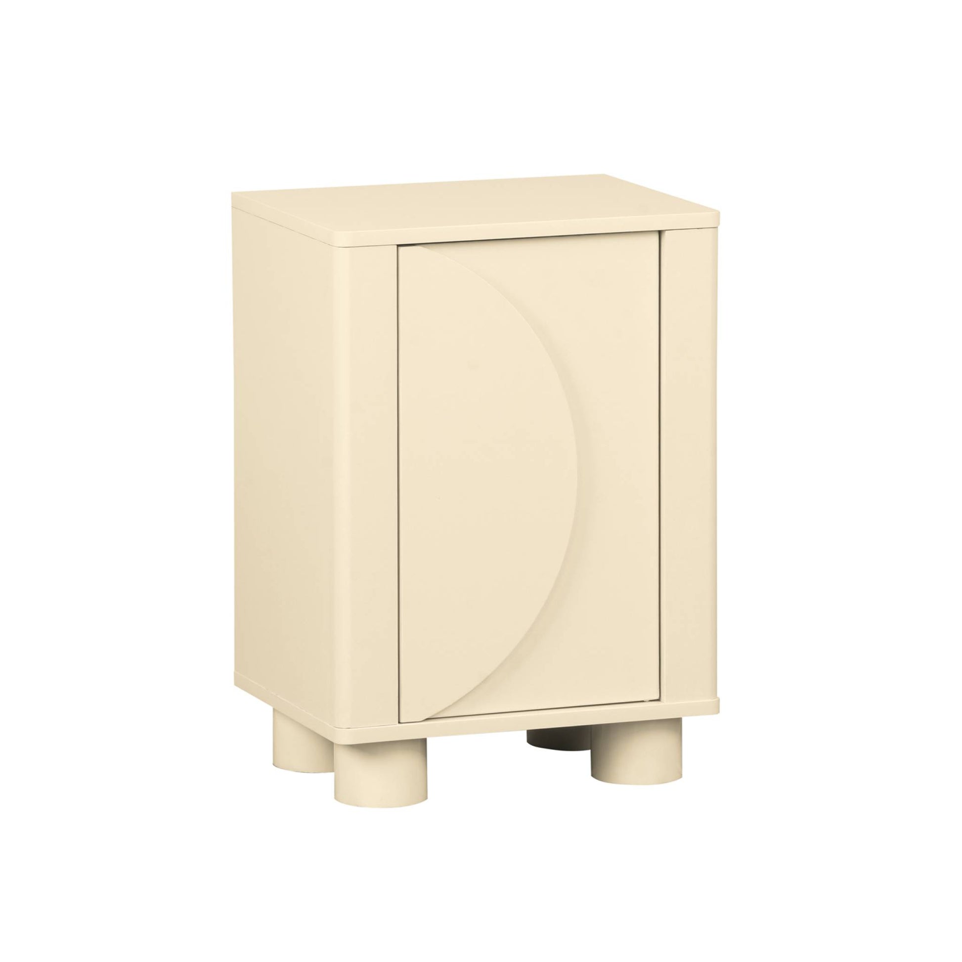 Set 2 comodini effetto legno di mango 1 anta reversibile, beige