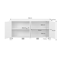 Credenza esotica effetto legno di mango 4 ante, 155cm, albero di mango