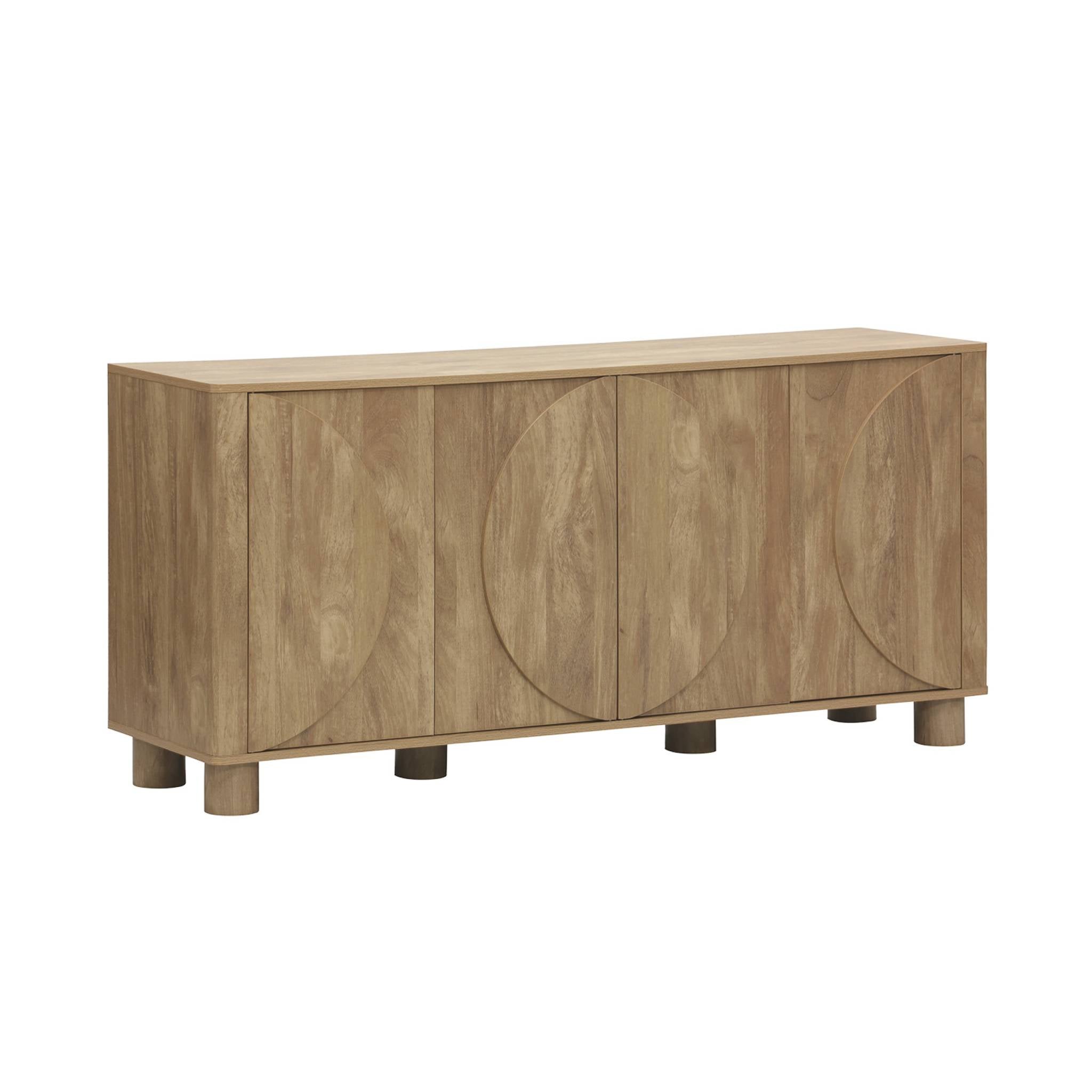 Credenza esotica effetto legno di mango 4 ante 155cm, albero di mango