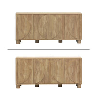 Credenza esotica effetto legno di mango 4 ante 155cm, albero di mango
