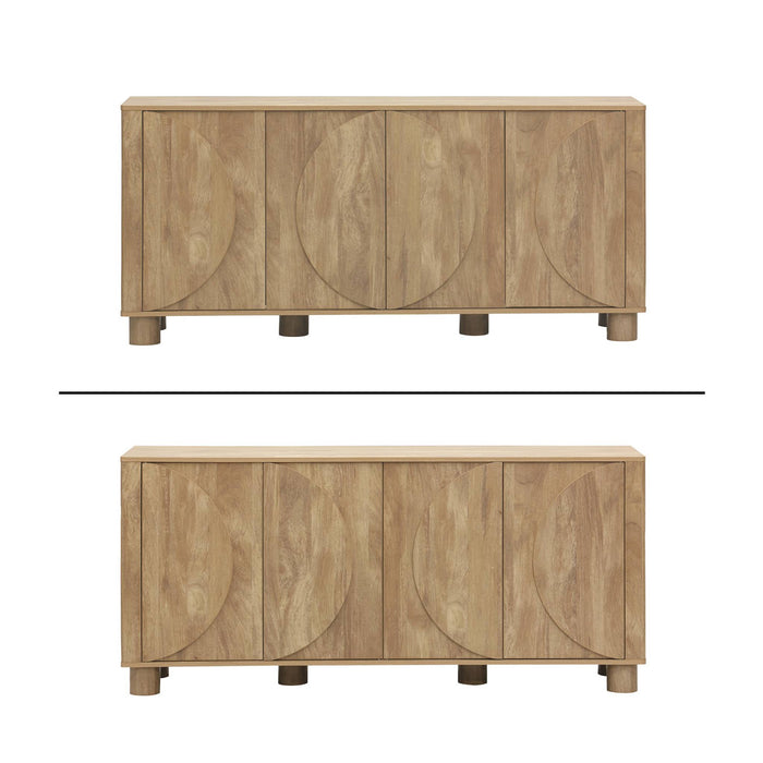 Credenza esotica effetto legno di mango 4 ante 155cm, albero di mango