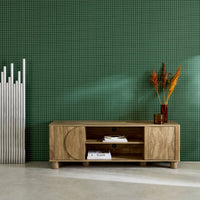 Mobile tv esotico effetto legno di mango 2 ante reversibili, 155cm,