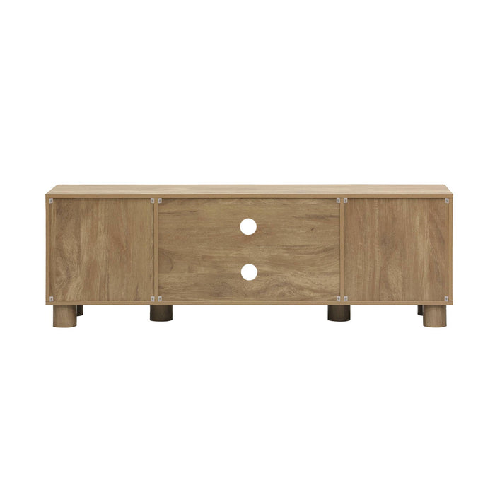 Mobile tv esotico effetto legno di mango 2 ante reversibili, 155cm,