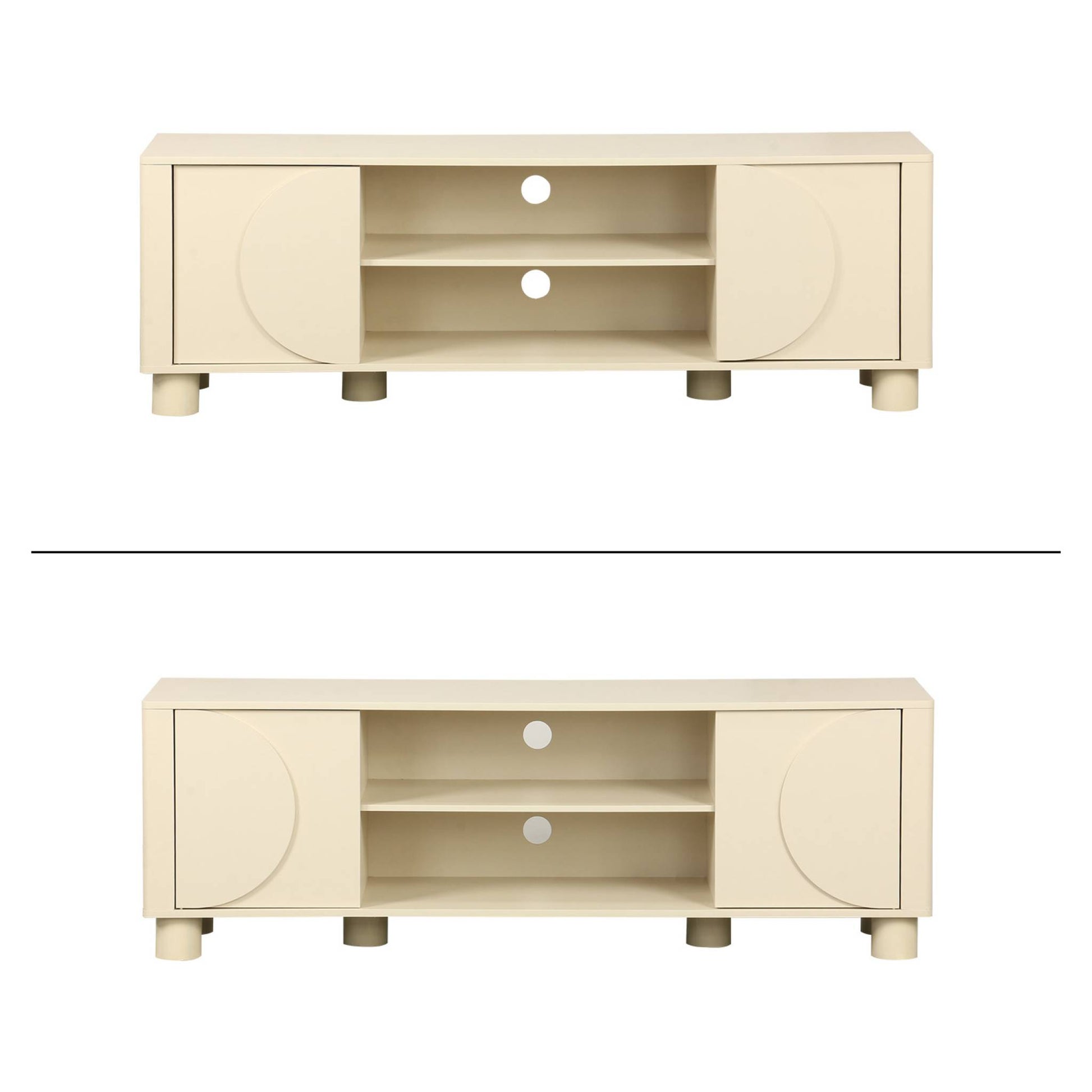 Mobile tv esotico effetto legno di mango 2 ante reversibili, 155cm,