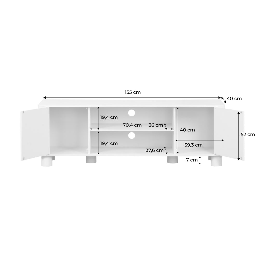 Mobile tv esotico effetto legno di mango 2 ante reversibili, 155cm,
