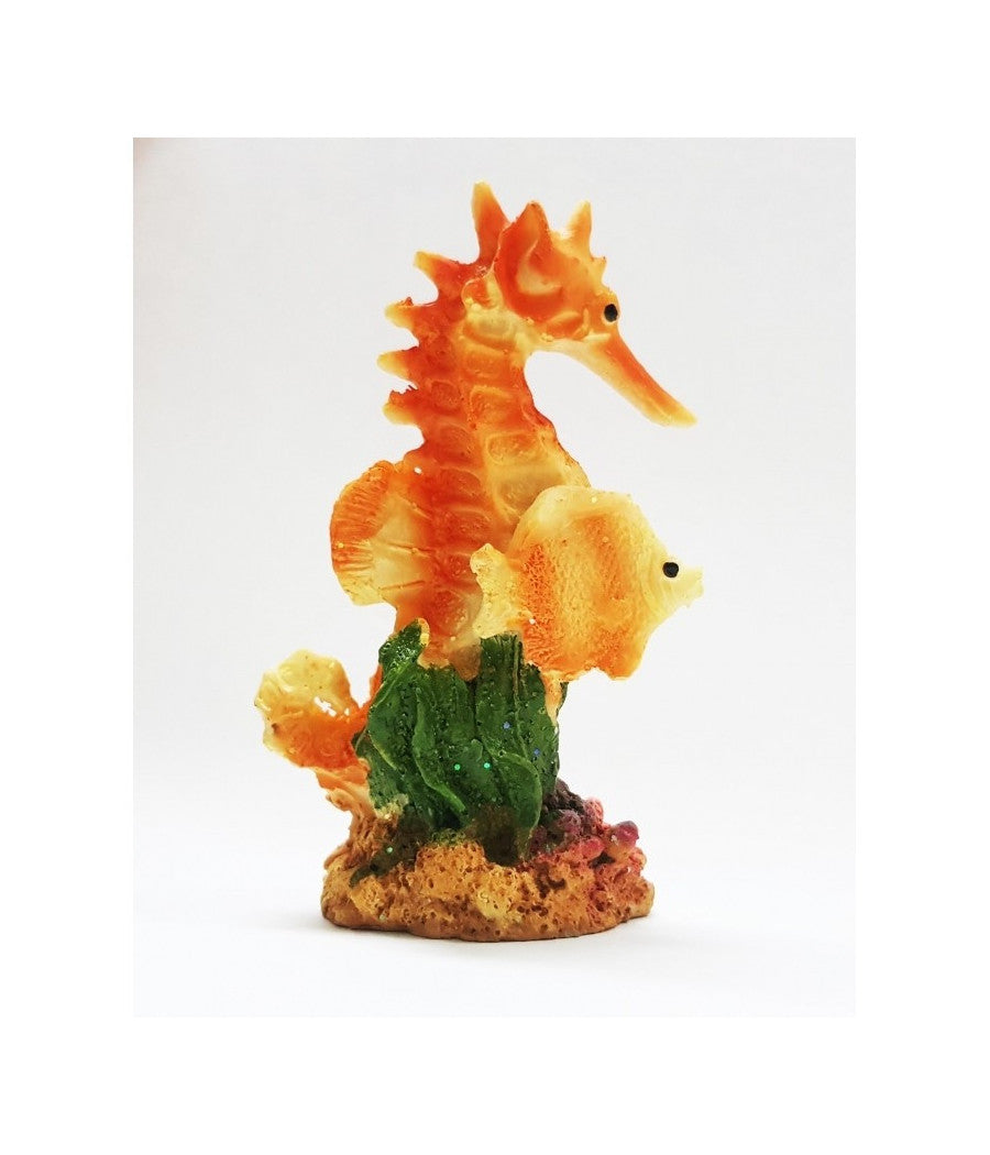 Ippocampo Cavalluccio Marino 6x4x9.5cm Ornamento Per Acquario Decorazioni Pietra         