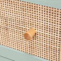 Cassettiera effetto legno e canna 3 cassetti, verde celadon