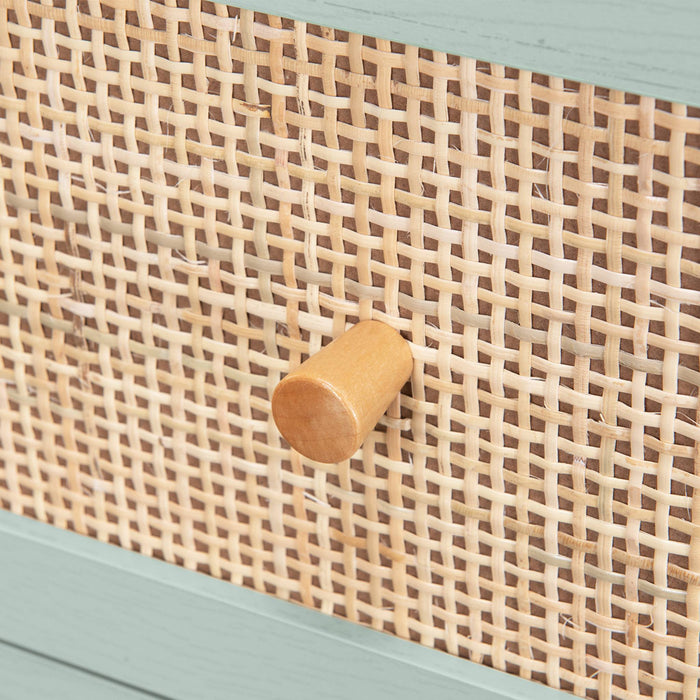 Cassettiera effetto legno e canna 3 cassetti, verde celadon