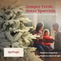 Albero di Natale Innevato Alto 150 cm con Rami Realistici e Base in Metallo Pieghevole