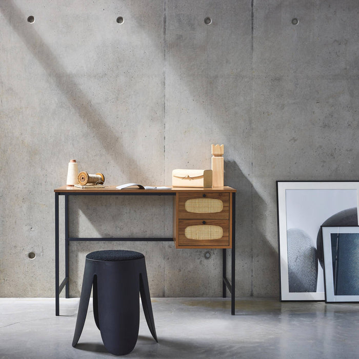 Scrivania effetto legno e canna, marrone naturale