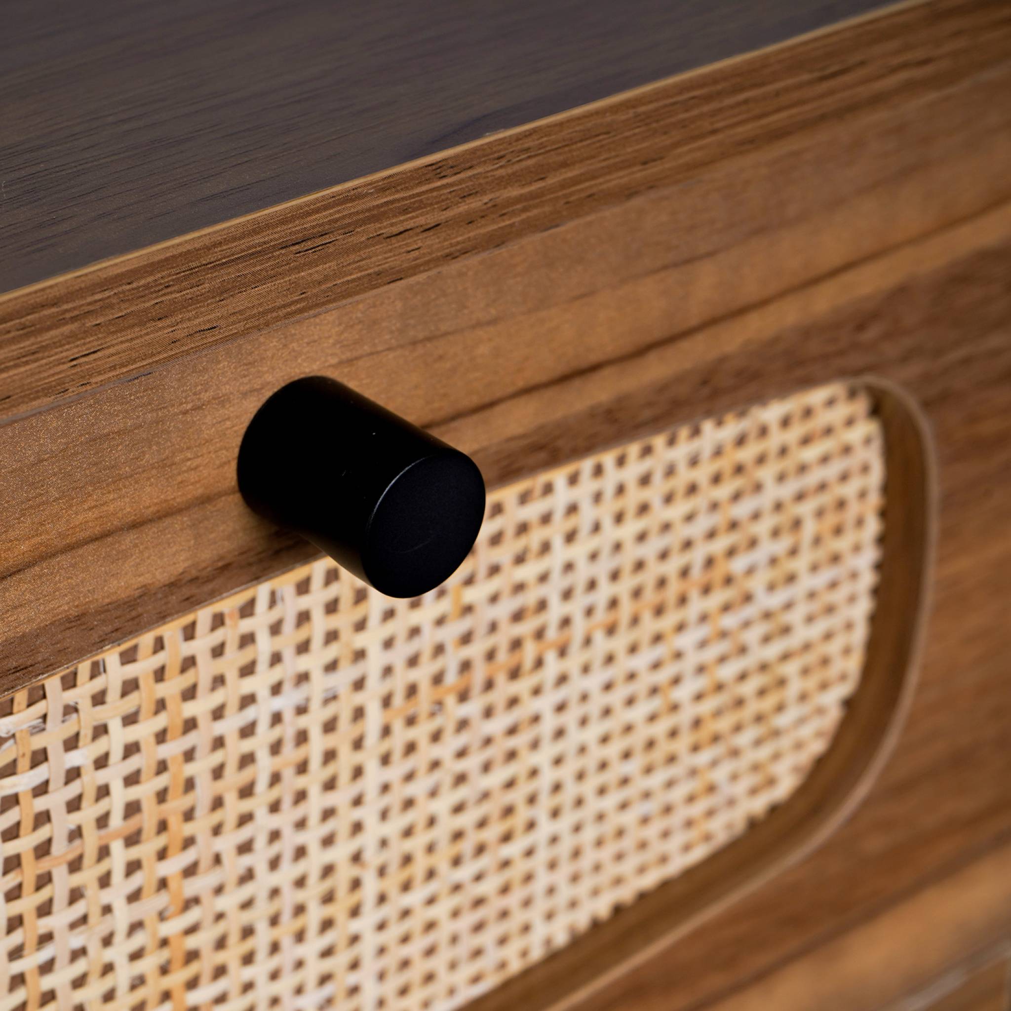 Scrivania effetto legno e canna, marrone naturale