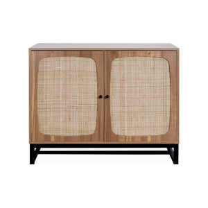 Credenza a 2 ante in canna e legno, 100cm, marrone naturale