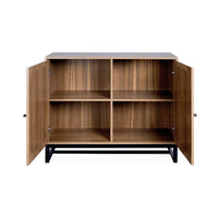 Credenza a 2 ante in canna e legno, 100cm, marrone naturale