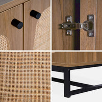 Credenza a 2 ante in canna e legno, 100cm, marrone naturale