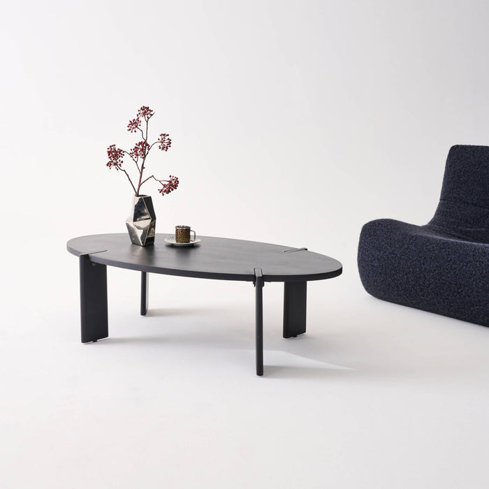 Tavolino ovale in legno di mango massiccio, 120cm, nero