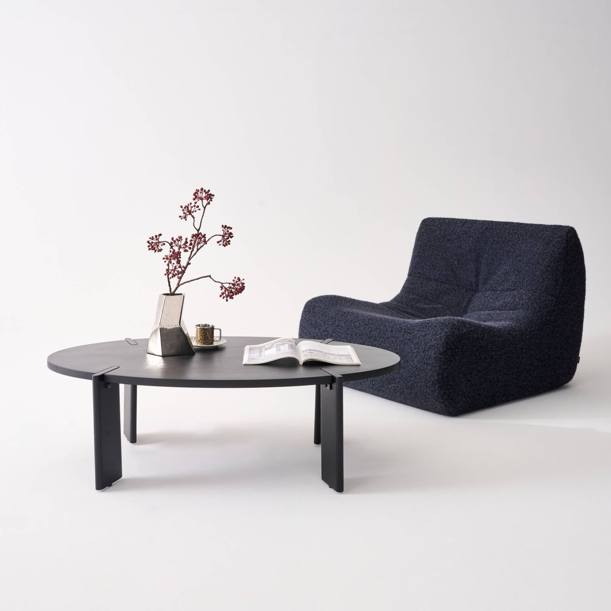 Tavolino ovale in legno di mango massiccio, 120cm, nero