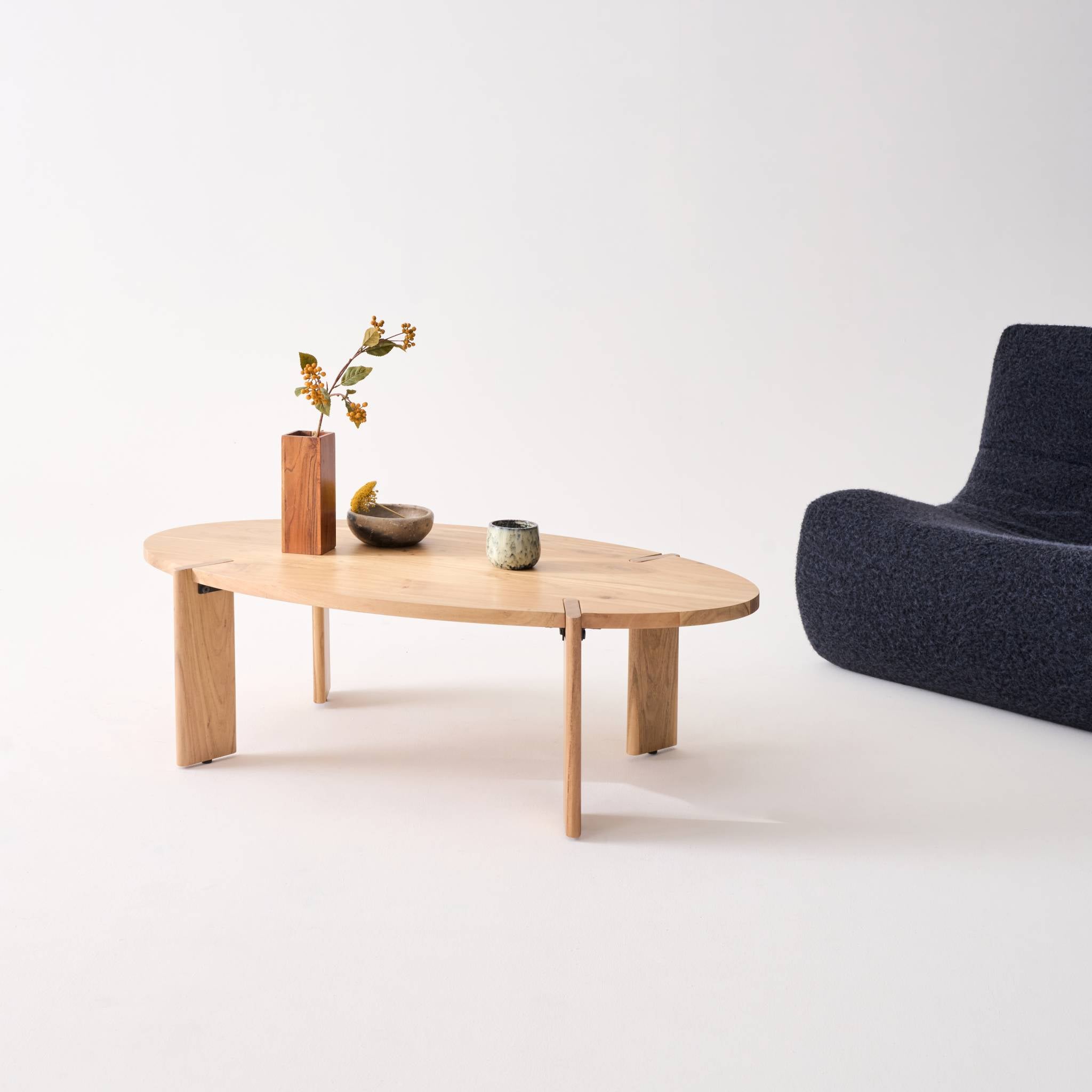 Tavolino ovale in legno di mango massiccio, 120cm, marrone naturale