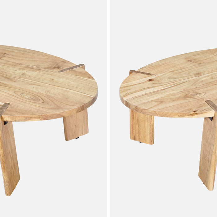 Tavolino ovale in legno di mango massiccio, 120cm, marrone naturale