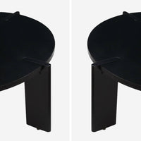 Tavolino da caffè esotico rotondo in legno massello, nero